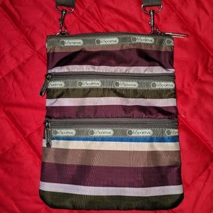 LeSportSac Striped 3 pocket bag